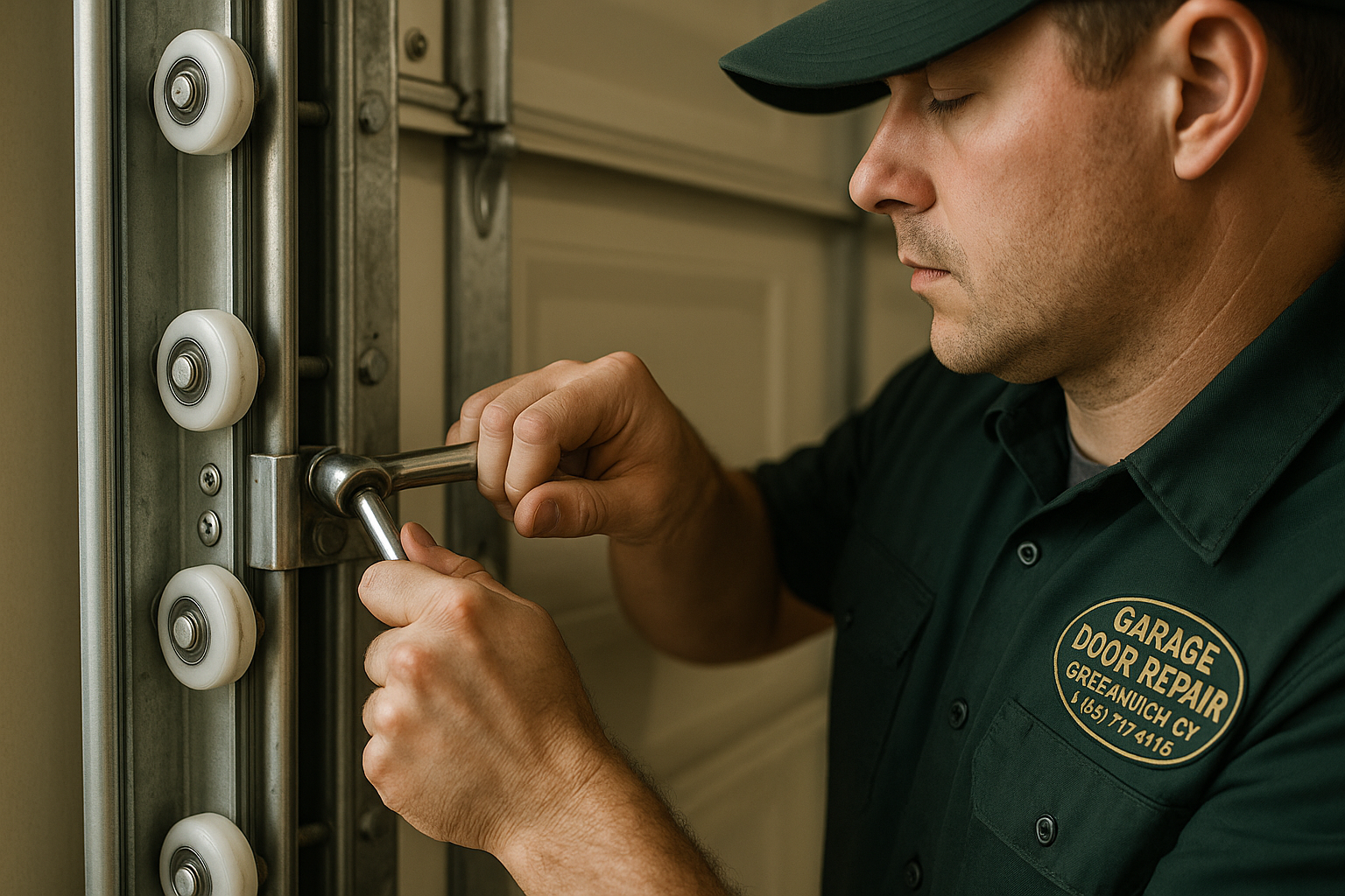Garage Door Track Repair in Greenwich